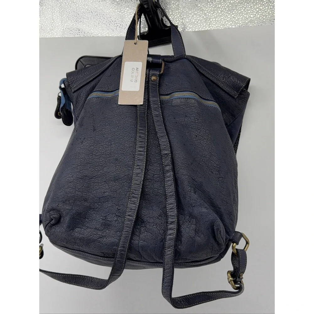 CIVICO 93 Vintage Leather Backpack 3420 Blue Made in Italy